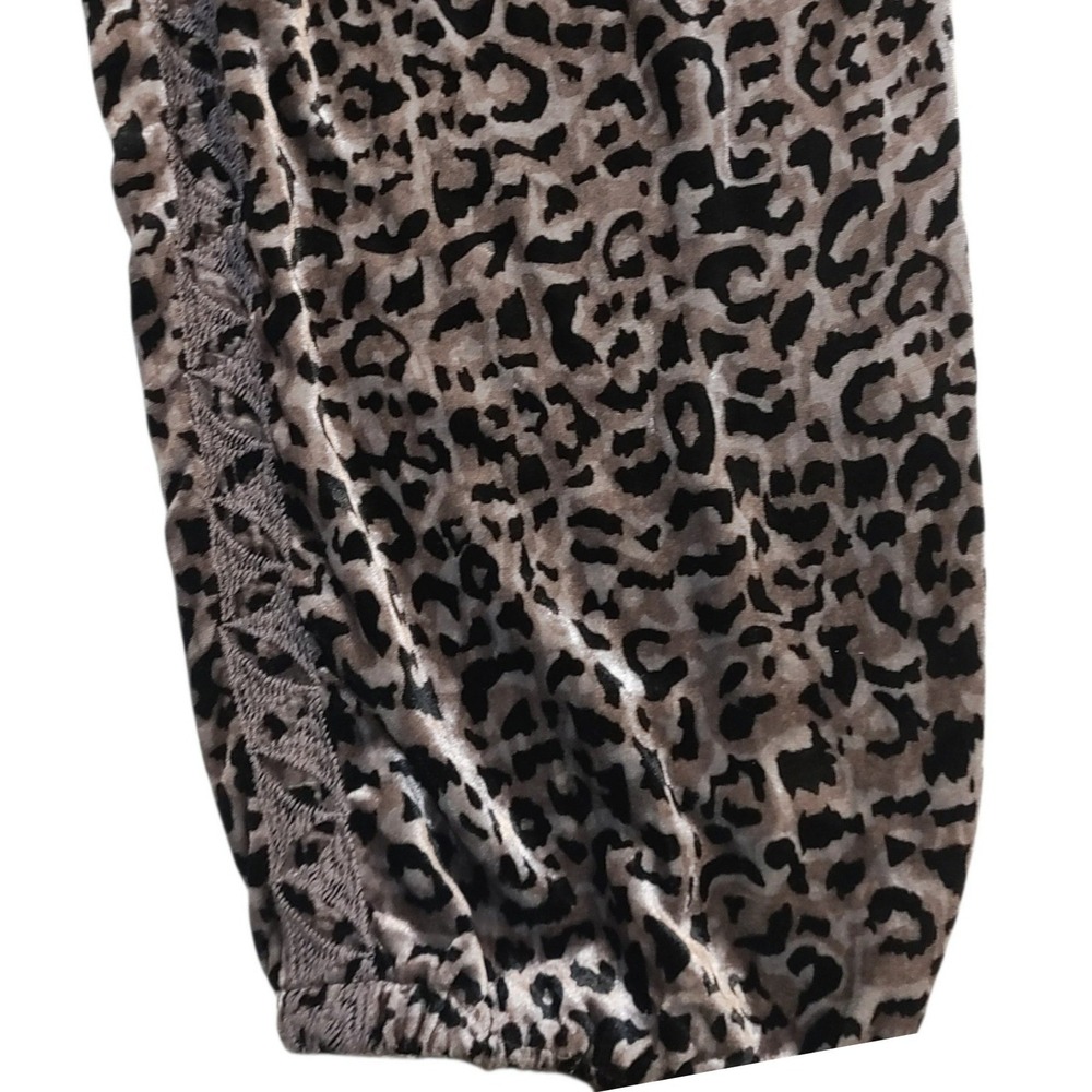 JW Los Angeles Johnny Was Gray Leopard Velvet Silk Blend Jogger Pants Boho Large - Picture 7 of 9